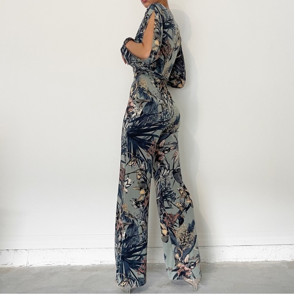 Sage navy pink floral jumpsuit - Picture 4 of 5